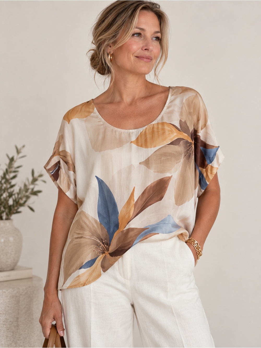 Giusy Silk Blend Floral Top | Size Large